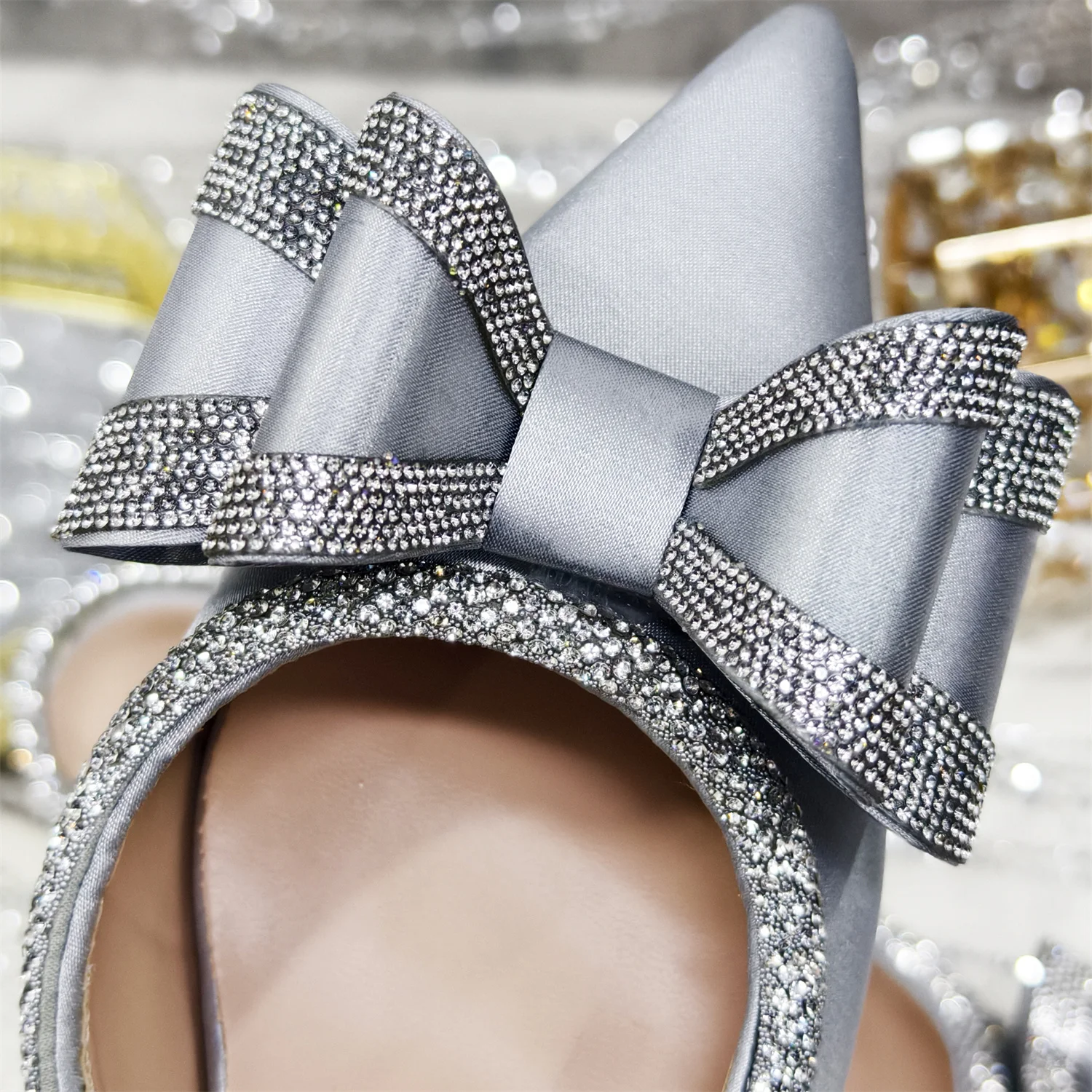 Venus Chan Italy Design 2025 New INS Shoes and Bag to Match Wine Colour Pointed-Toe Rhinestone Bow Party Women's High Heels