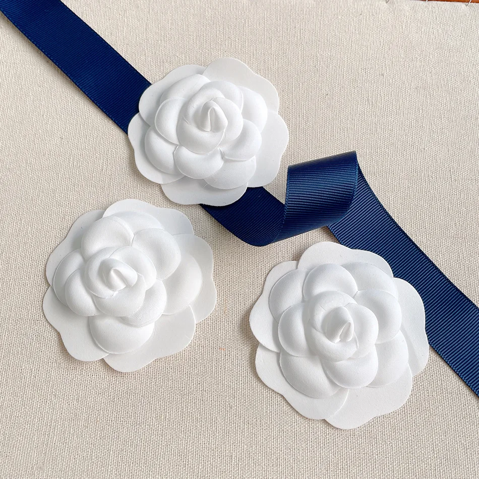 50pcs/bag White Flowers Stickers Party Decoration Accessories for Gift Box, 5.5cm /7.5cm