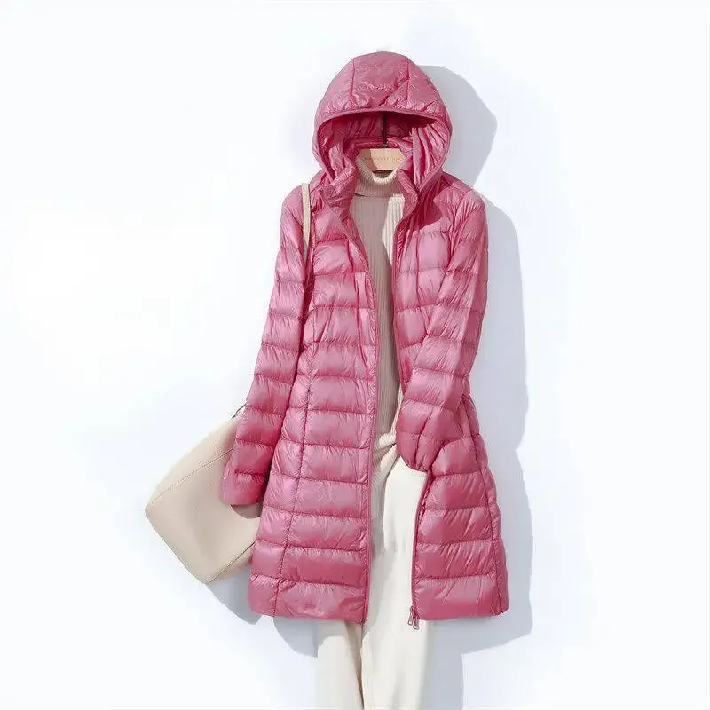 Plus Size Extra Long Down Coat Women, 5XL Warm Winter Puffer Jacket, White Duck Down Parka, Detachable Hood, Casual Outerwear