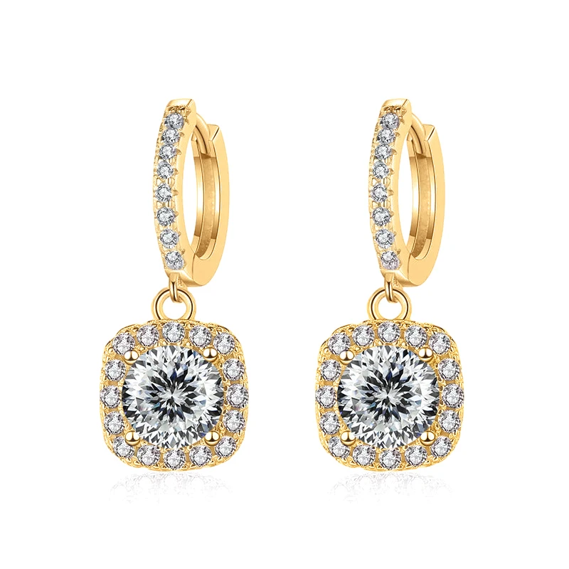 JoyceJelly 1ct Moissanite Earrings 18 Color Choice Solid Sterling Silver 925 Plated 18K Gold Fine Jewelry For Women WeddingParty