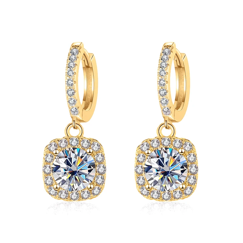 JoyceJelly 1ct Moissanite Earrings 18 Color Choice Solid Sterling Silver 925 Plated 18K Gold Fine Jewelry For Women WeddingParty