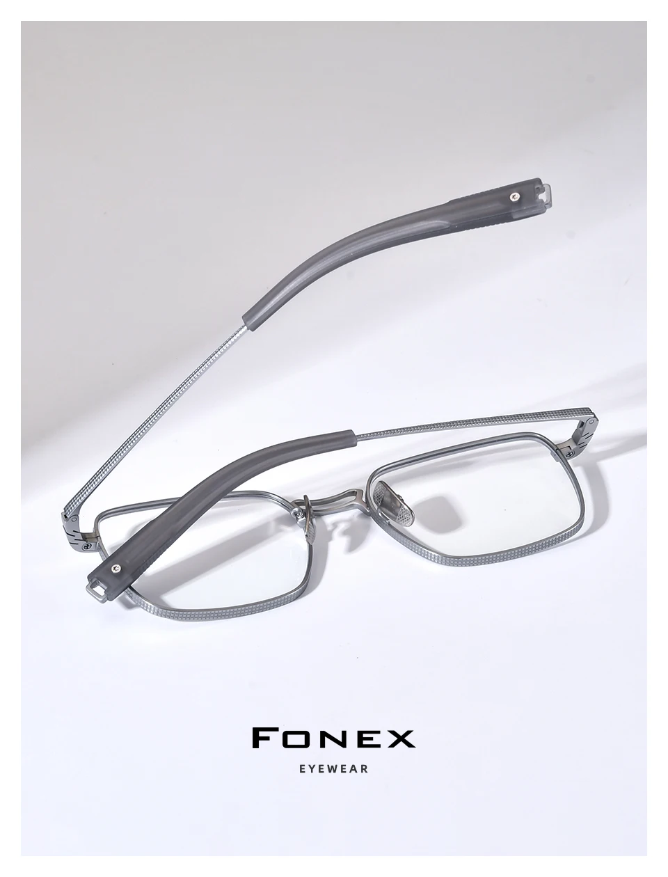 FONEX Titanium Glasses Frame Men New Brand Design Square Eyeglasses Male High Quality Ultralight Japanese Custom Eyewear DRX8827