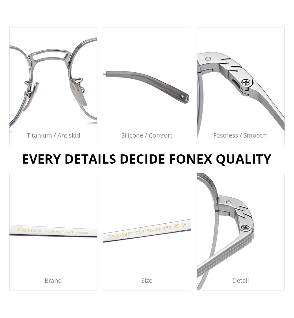 FONEX Titanium Glasses Frame Men New Brand Design Square Eyeglasses Male High Quality Ultralight Japanese Custom Eyewear DRX8827