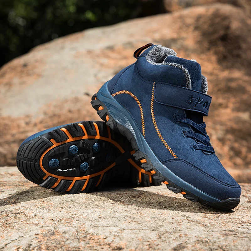 Waterproof Winter Men Boots Suede Warm Snow Outdoor Sneakers Boots Men Work Casual Shoes High-top Non-slip Ankle Boots