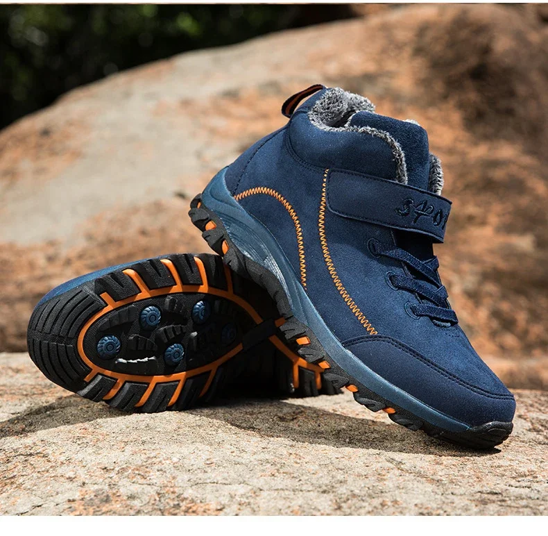 Waterproof Winter Men Boots Suede Warm Snow Outdoor Sneakers Boots Men Work Casual Shoes High-top Non-slip Ankle Boots