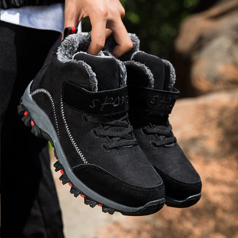 Waterproof Winter Men Boots Suede Warm Snow Outdoor Sneakers Boots Men Work Casual Shoes High-top Non-slip Ankle Boots