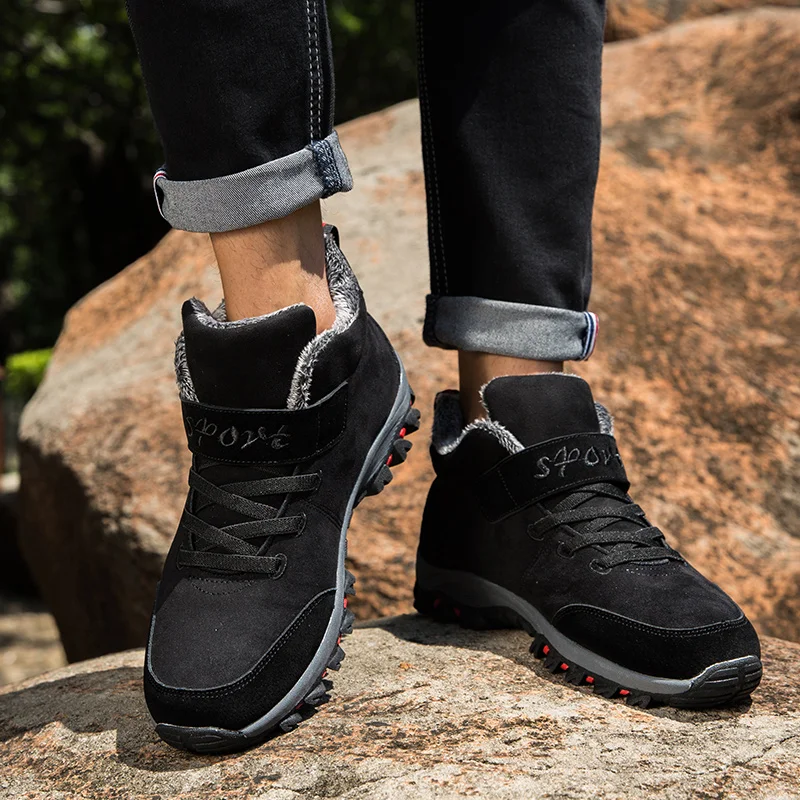 Waterproof Winter Men Boots Suede Warm Snow Outdoor Sneakers Boots Men Work Casual Shoes High-top Non-slip Ankle Boots