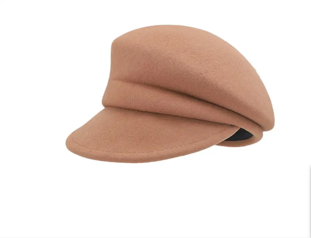 High-end Asymmetrical Woolen Newsboy Hat Women's autumn-winter Octagon Hat Painter Beret Hat Vintage Fez Hat M401