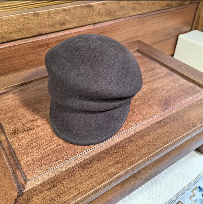 High-end Asymmetrical Woolen Newsboy Hat Women's autumn-winter Octagon Hat Painter Beret Hat Vintage Fez Hat M401