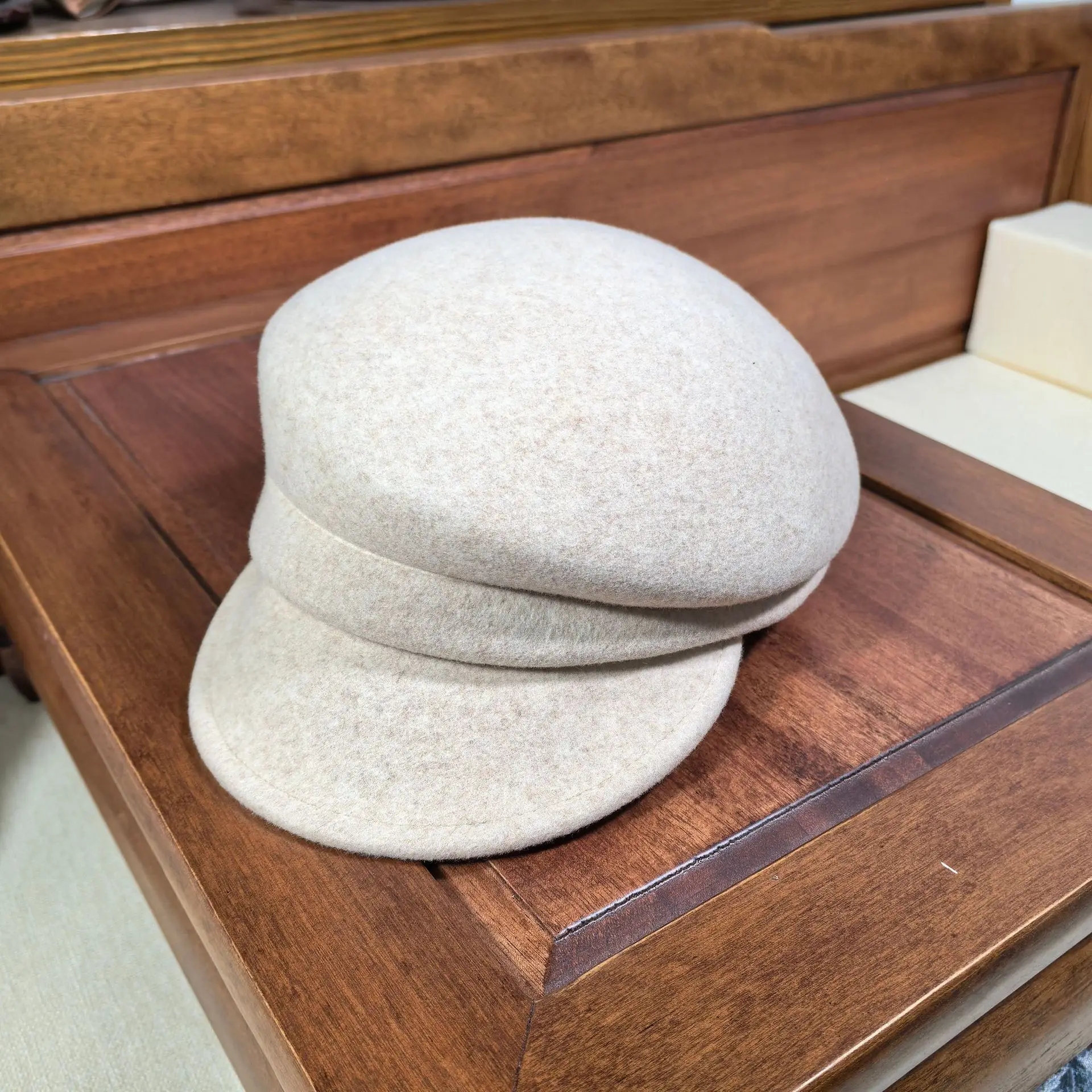High-end Asymmetrical Woolen Newsboy Hat Women's autumn-winter Octagon Hat Painter Beret Hat Vintage Fez Hat M401