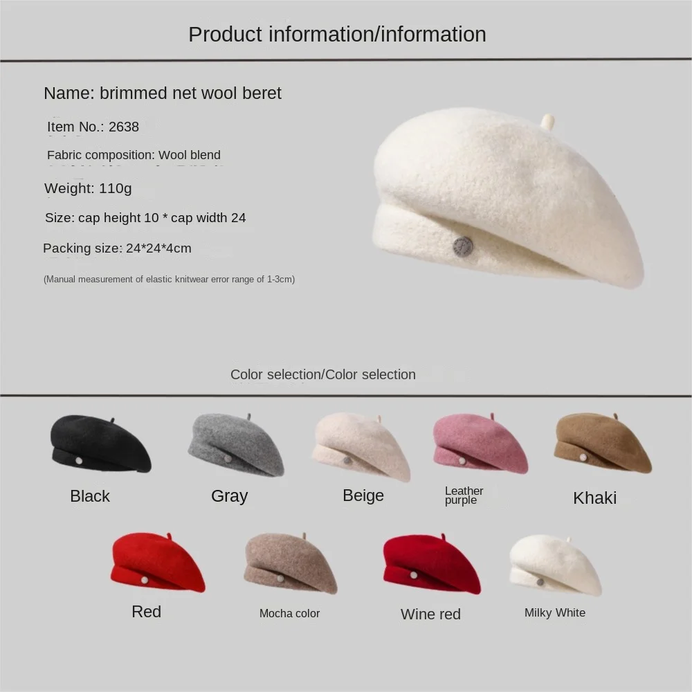 High-end Asymmetrical Woolen Newsboy Hat Women's autumn-winter Octagon Hat Painter Beret Hat Vintage Fez Hat M401
