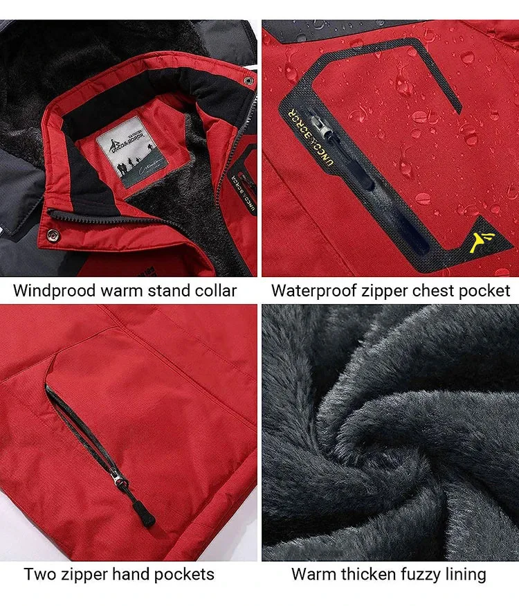 Men's Winter Parkas Outdoor Jacket Thicken Fleece Warm Waterproof Windbreaker Ski Jackets Climb Men Thick Coat Hot Sale