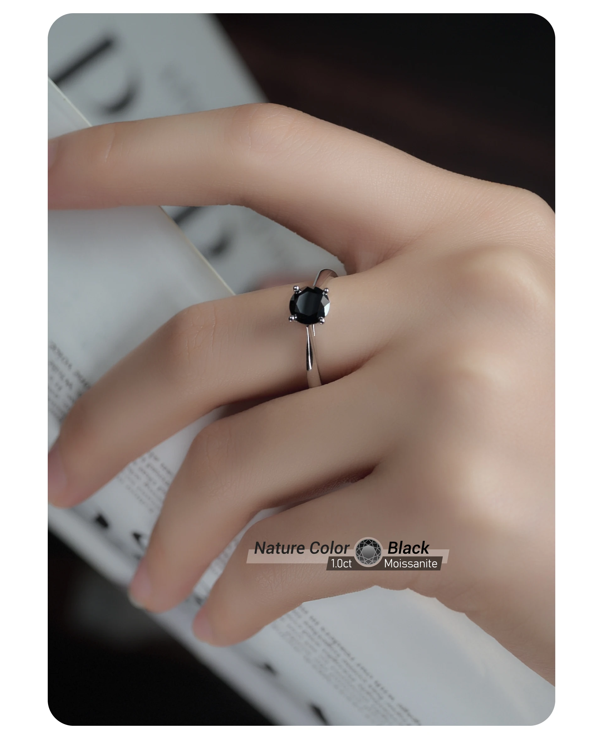 GIGAJEWE 1ct 6.5mm Round Cut D VVS1 Moissanite 925 Silver Ring Diamond Test Passed Fashion Claw Setting Girl Women Gift
