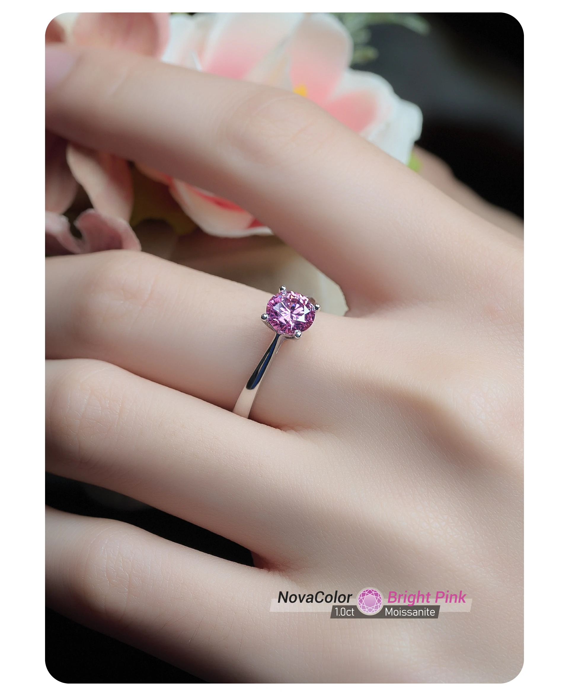 GIGAJEWE 1ct 6.5mm Round Cut D VVS1 Moissanite 925 Silver Ring Diamond Test Passed Fashion Claw Setting Girl Women Gift