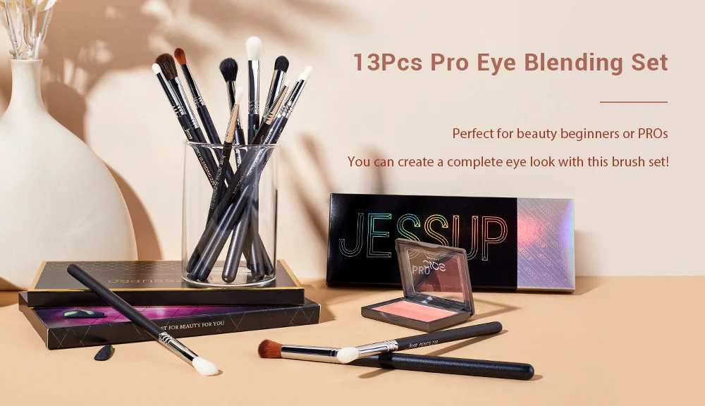 Jessup Eye Makeup Brushes Set Professional Eye Blending Brush Synthetic Blends Shadow Crease Pencil Smoky T338