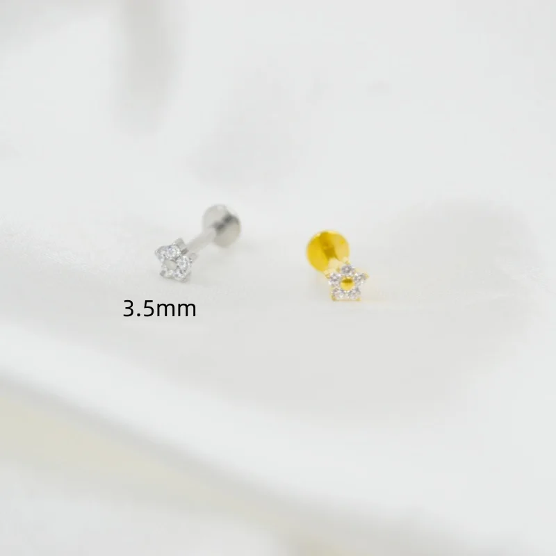 10pcs Body Jewelry 16Gx8mm G23 Titanium Flower CZ Lip Labret Bar Ear Helix Tragus Rook Barbells Stud Piercing Jewelry New