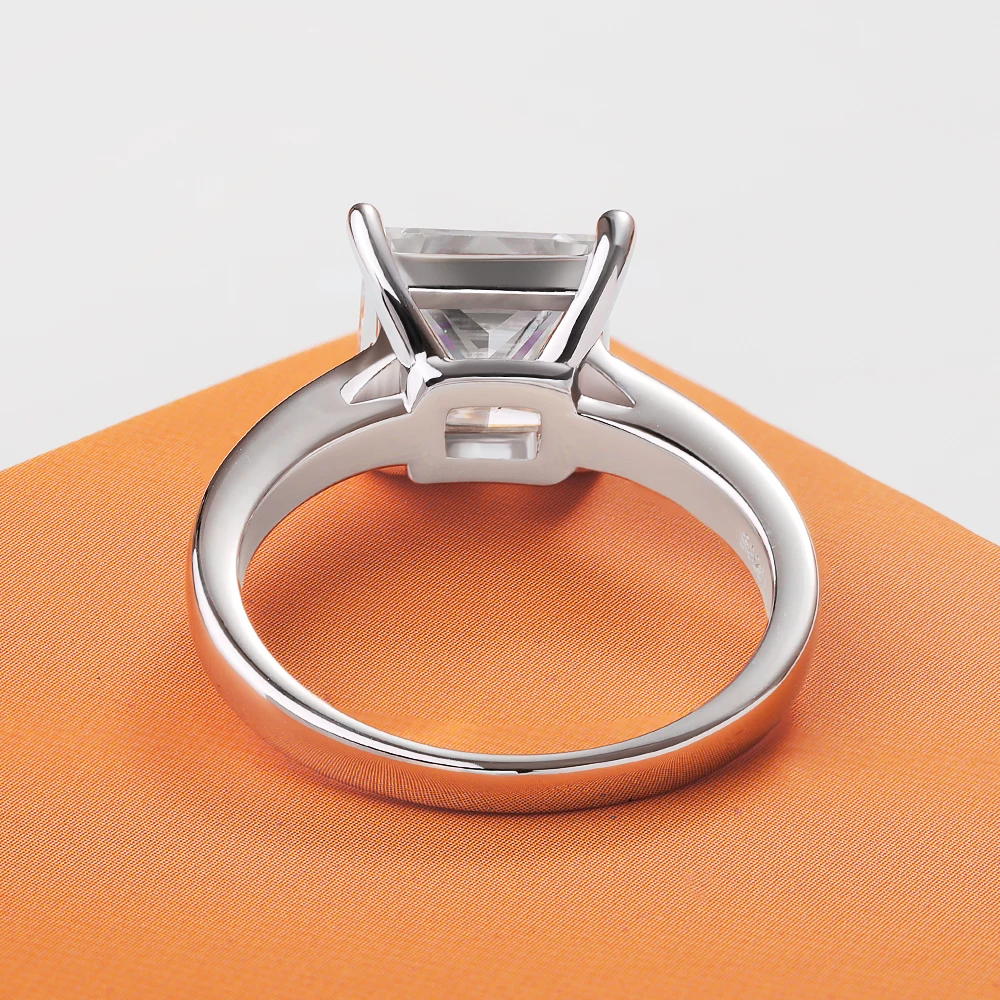 FEOBUR 1/2/3/4CT Princess Cut Moissanite Diamond Ring for Women Certified 100% 925 Sterling Silver Engagement Wedding Band GRA