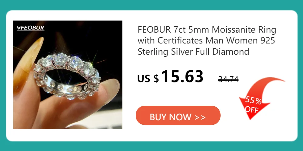 FEOBUR 1/2/3/4CT Princess Cut Moissanite Diamond Ring for Women Certified 100% 925 Sterling Silver Engagement Wedding Band GRA