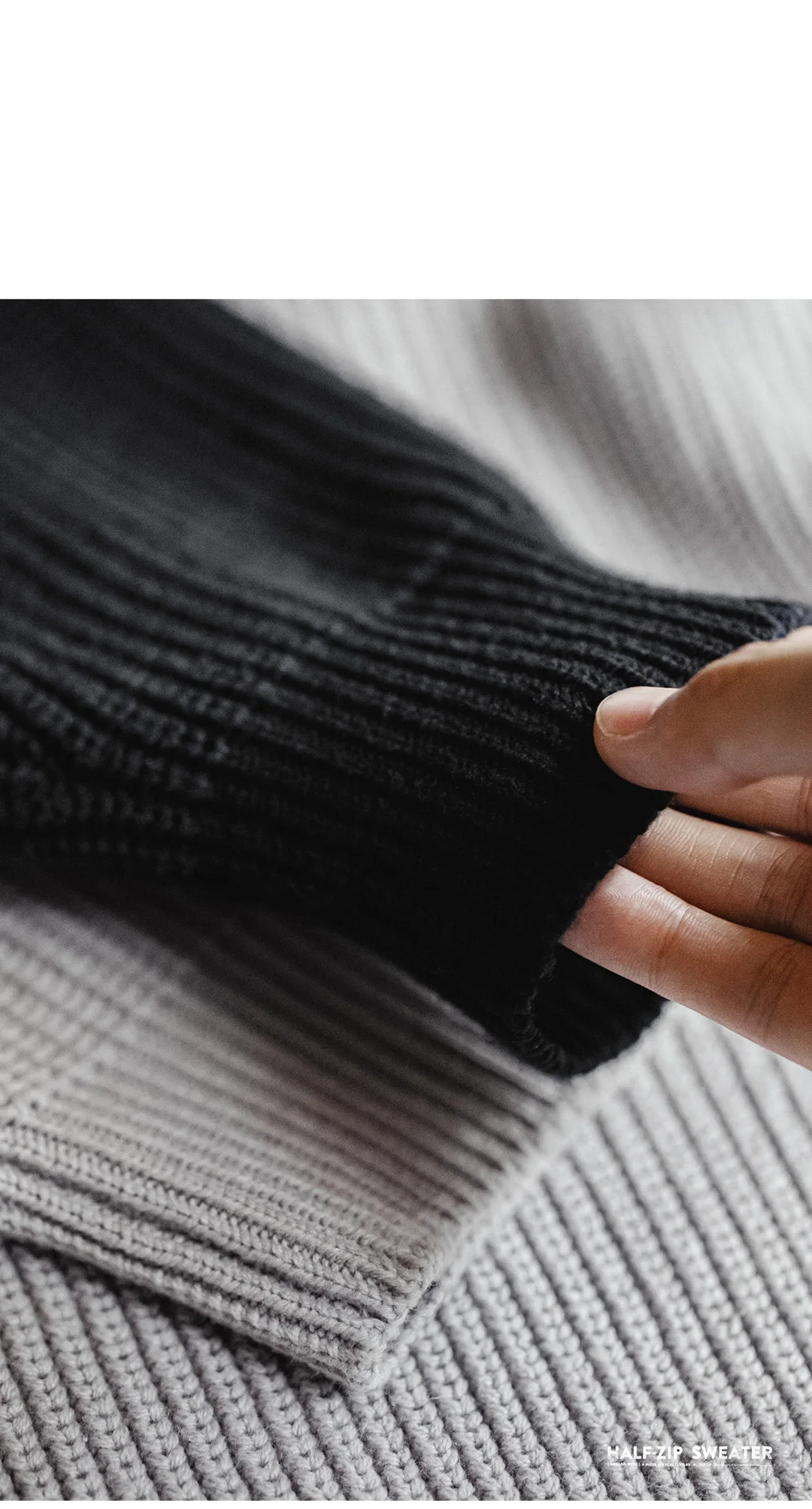 Maden Vintage Half-Zip Stand Collar Knitted Sweater Solid Color Warm Pullover for Men's Autumn and Winter Versatile Knitwear