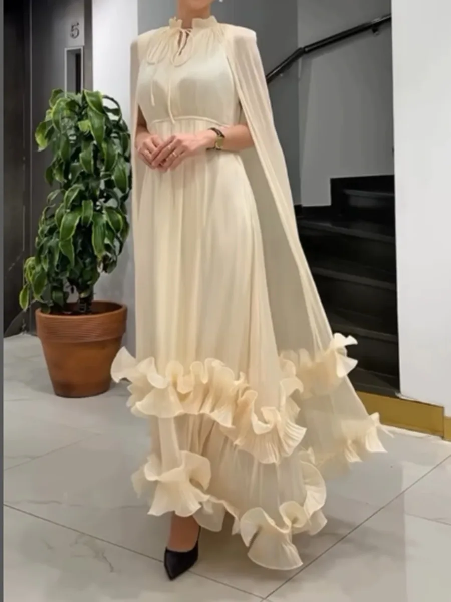 TWOTWINSTYLE Solid Slimming Dresses For Women V Neck Long Sleeve High Waist Temperament Elehant Dress Female Fashion Style New