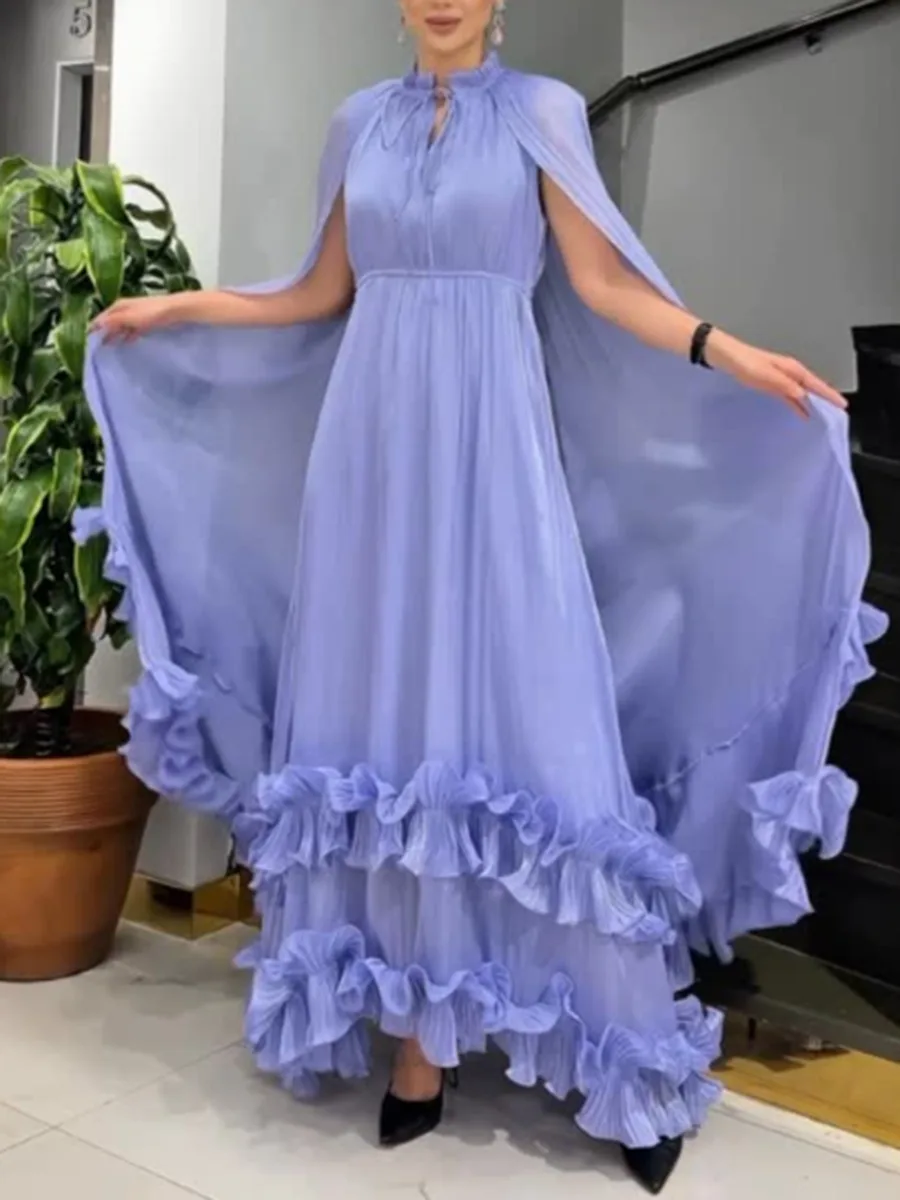 TWOTWINSTYLE Solid Slimming Dresses For Women V Neck Long Sleeve High Waist Temperament Elehant Dress Female Fashion Style New