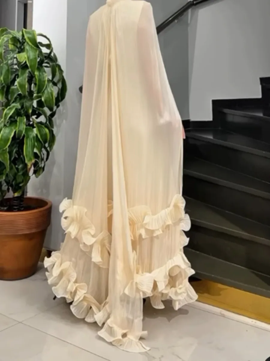 TWOTWINSTYLE Solid Slimming Dresses For Women V Neck Long Sleeve High Waist Temperament Elehant Dress Female Fashion Style New