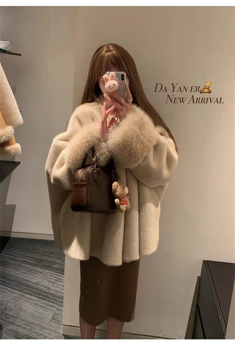 2026 Imported Velvet Mink Fur Coat With Mink Fur Collar,Temperament  Medium Length Fur Jacket Women