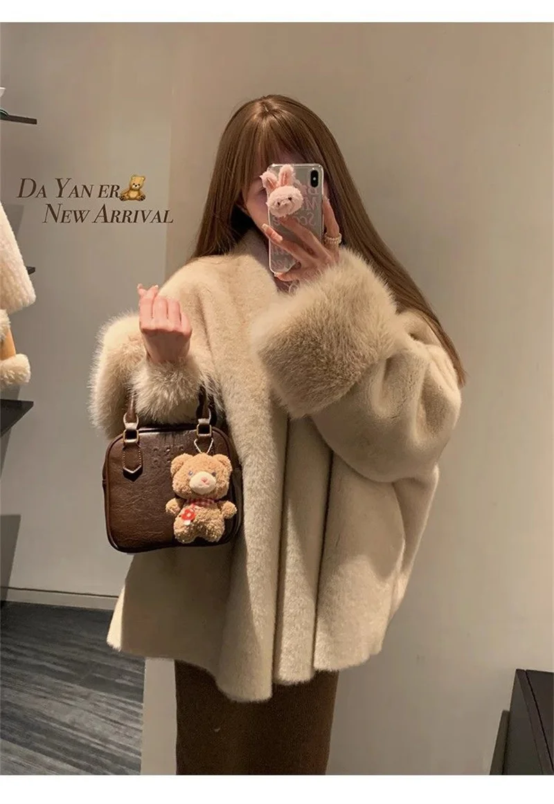 2026 Imported Velvet Mink Fur Coat With Mink Fur Collar,Temperament  Medium Length Fur Jacket Women