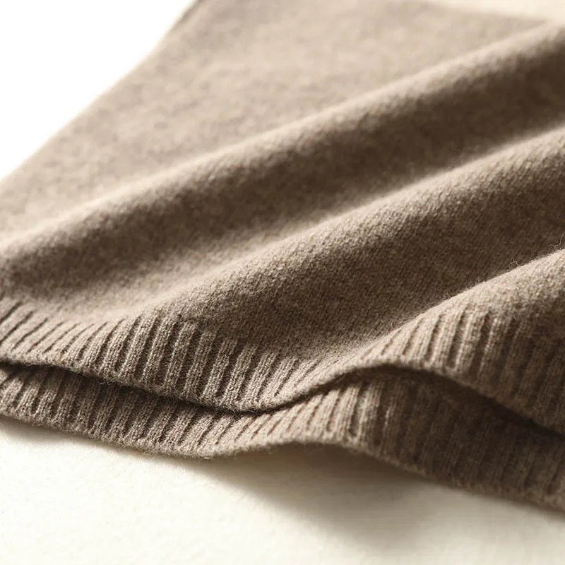 Women 100% Merino Wool Cloak Pullover Shawl Grace Simple Style Office Lady Mid Long Contrasting Cloak Autumn Winter Cashmere Top