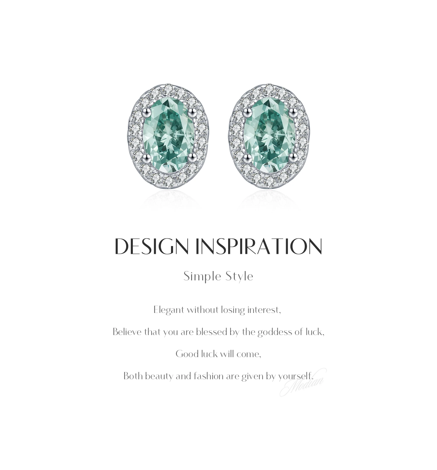 MODIAN 1CT D Color Green Moissanite Halo Earrings 925 Sterling Silver Elegant Oval Stud Earrings For Women Party Fine Jewelry