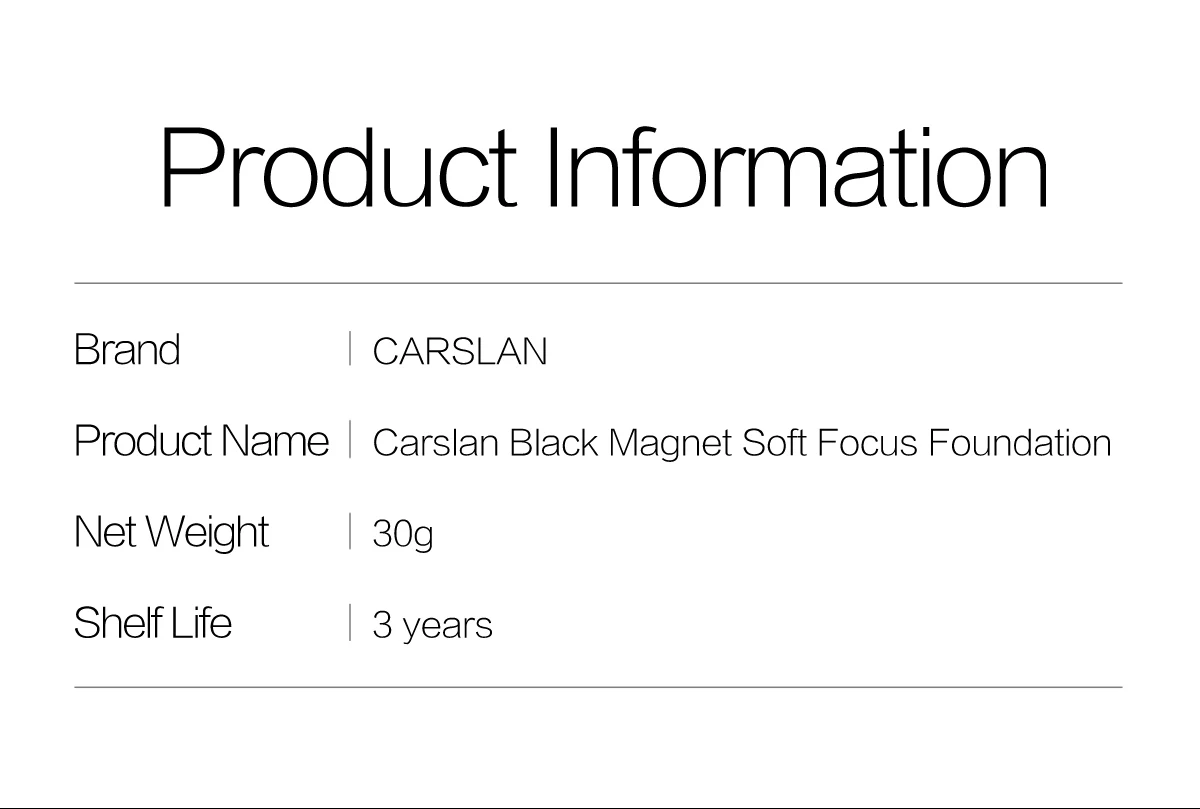 CARSLAN Black Magnet Soft Focus Liquid Foundation Matte Blurring Pores Flawless Finish Oil Control 24H Longlasting Face Makeup