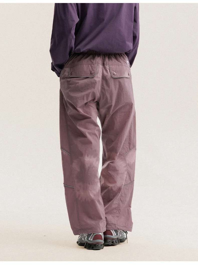 Men Outdoor Lightweight Functional Reflective Stripe Quick Dry Ultra Loose Casual Cargo Pants Women Oversize Baggy Pant Trouser