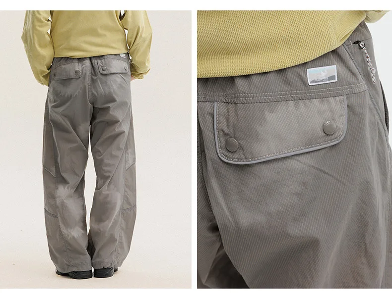 Men Outdoor Lightweight Functional Reflective Stripe Quick Dry Ultra Loose Casual Cargo Pants Women Oversize Baggy Pant Trouser
