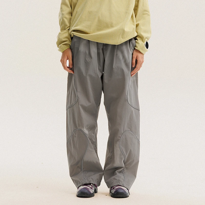 Men Outdoor Lightweight Functional Reflective Stripe Quick Dry Ultra Loose Casual Cargo Pants Women Oversize Baggy Pant Trouser
