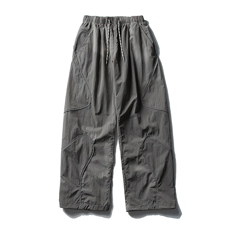 Men Outdoor Lightweight Functional Reflective Stripe Quick Dry Ultra Loose Casual Cargo Pants Women Oversize Baggy Pant Trouser