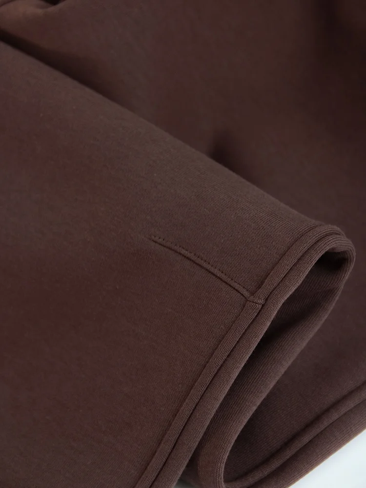 Women Tracksuits Winter Fleece Sweatsuit Brown Warm Crop Zipper Hoodies And Sweatpants Set For Women 2 Piece Velvet Pants Sets