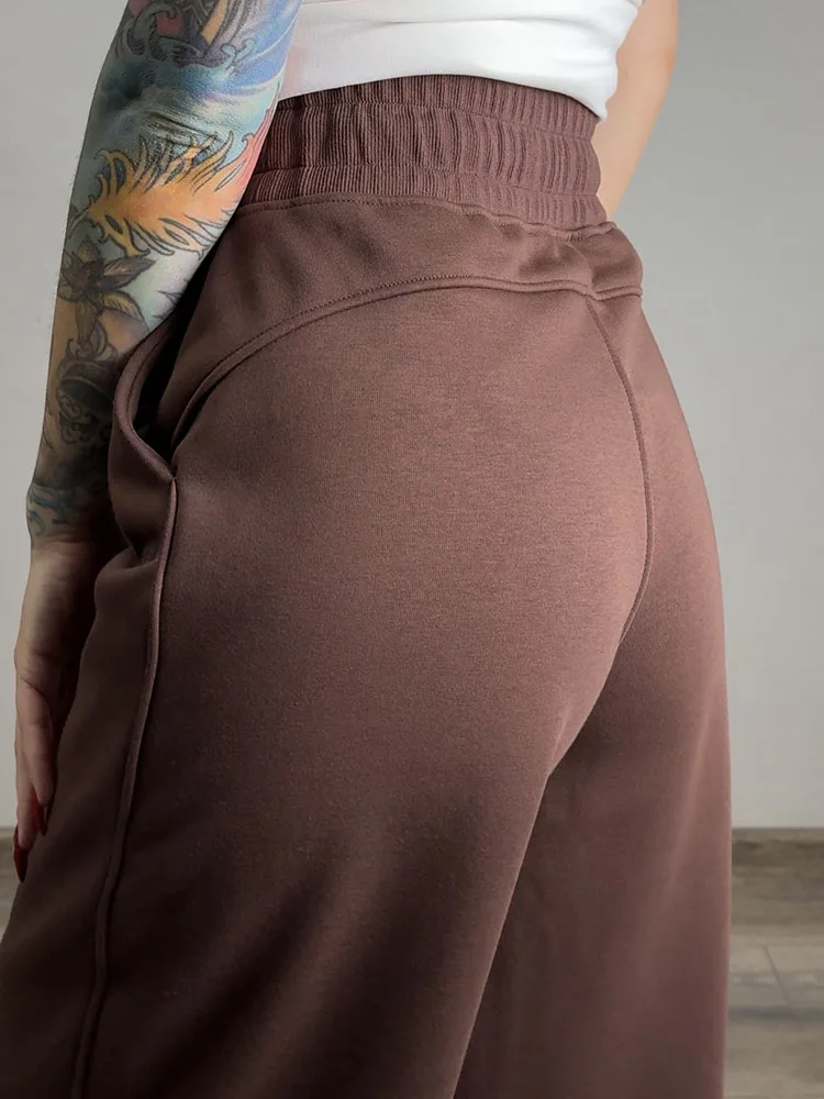 Women Tracksuits Winter Fleece Sweatsuit Brown Warm Crop Zipper Hoodies And Sweatpants Set For Women 2 Piece Velvet Pants Sets