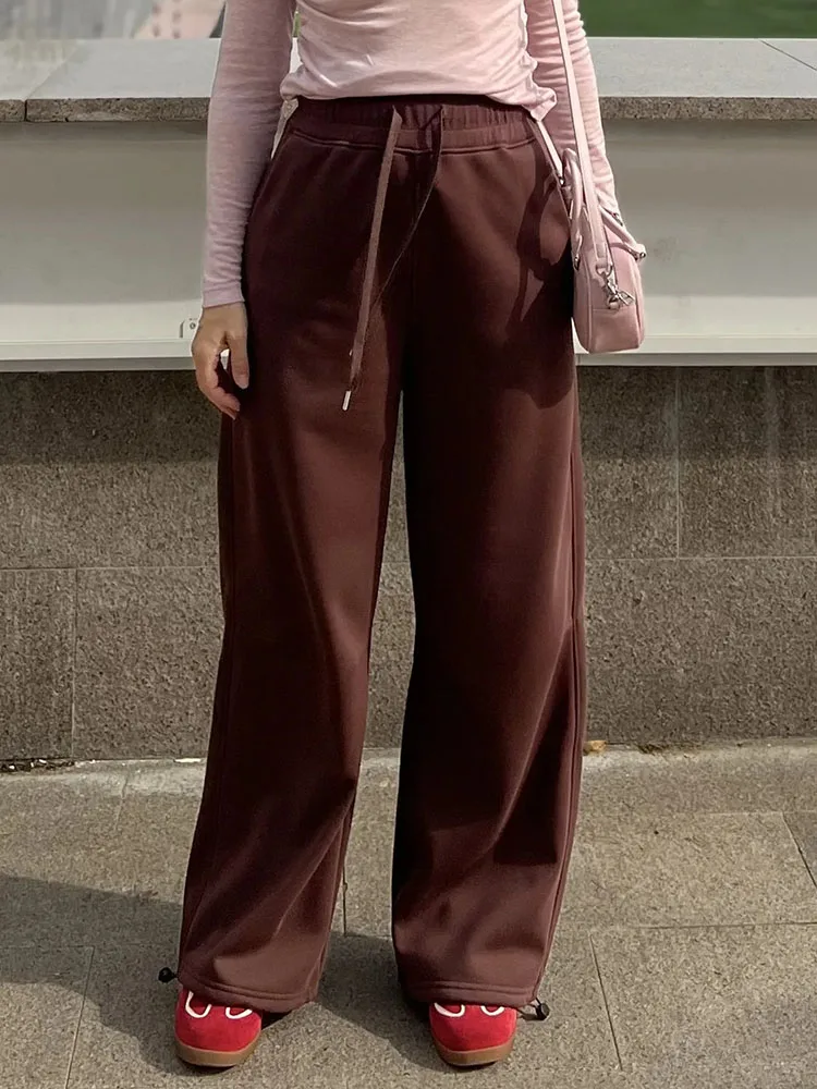 Women Tracksuits Winter Fleece Sweatsuit Brown Warm Crop Zipper Hoodies And Sweatpants Set For Women 2 Piece Velvet Pants Sets