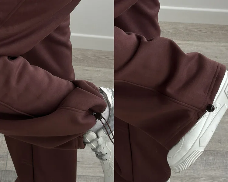 Women Tracksuits Winter Fleece Sweatsuit Brown Warm Crop Zipper Hoodies And Sweatpants Set For Women 2 Piece Velvet Pants Sets