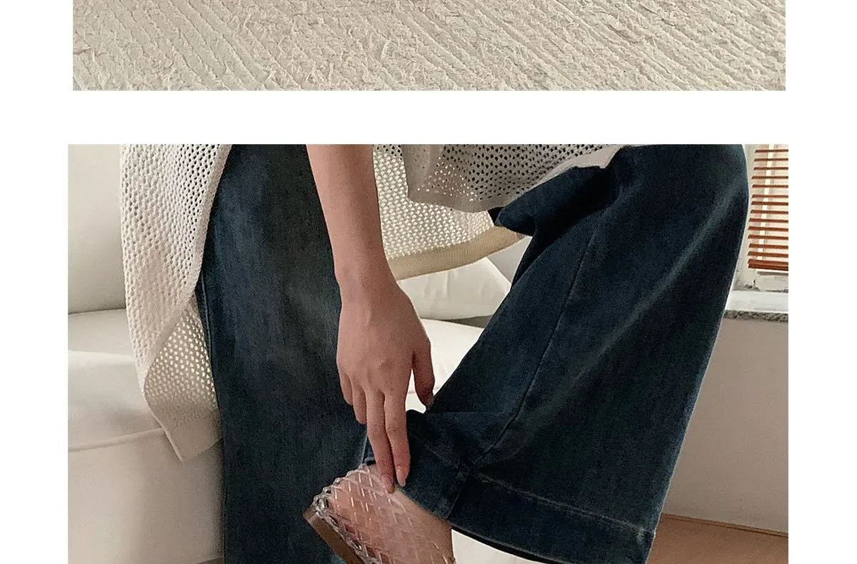 Women's New Flat Sandals with Hollow Transparent Color Mesh Jelly Shoes Woman Daily Walking Flats Plus Size 41 Soft PVC Footwear