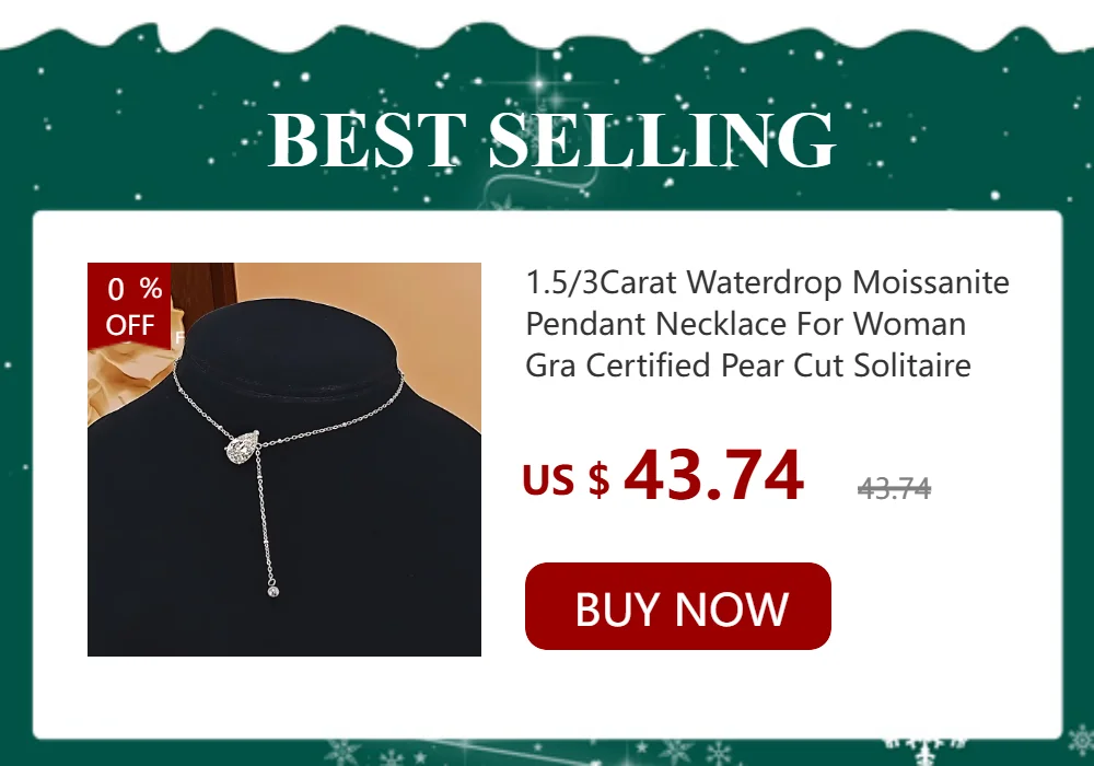 1-4carat Waterdrop Moissanite Pendant Necklace with Certificate S925 Silver Solitaire Pear Cut Lab Diamond Neckchain for Woman