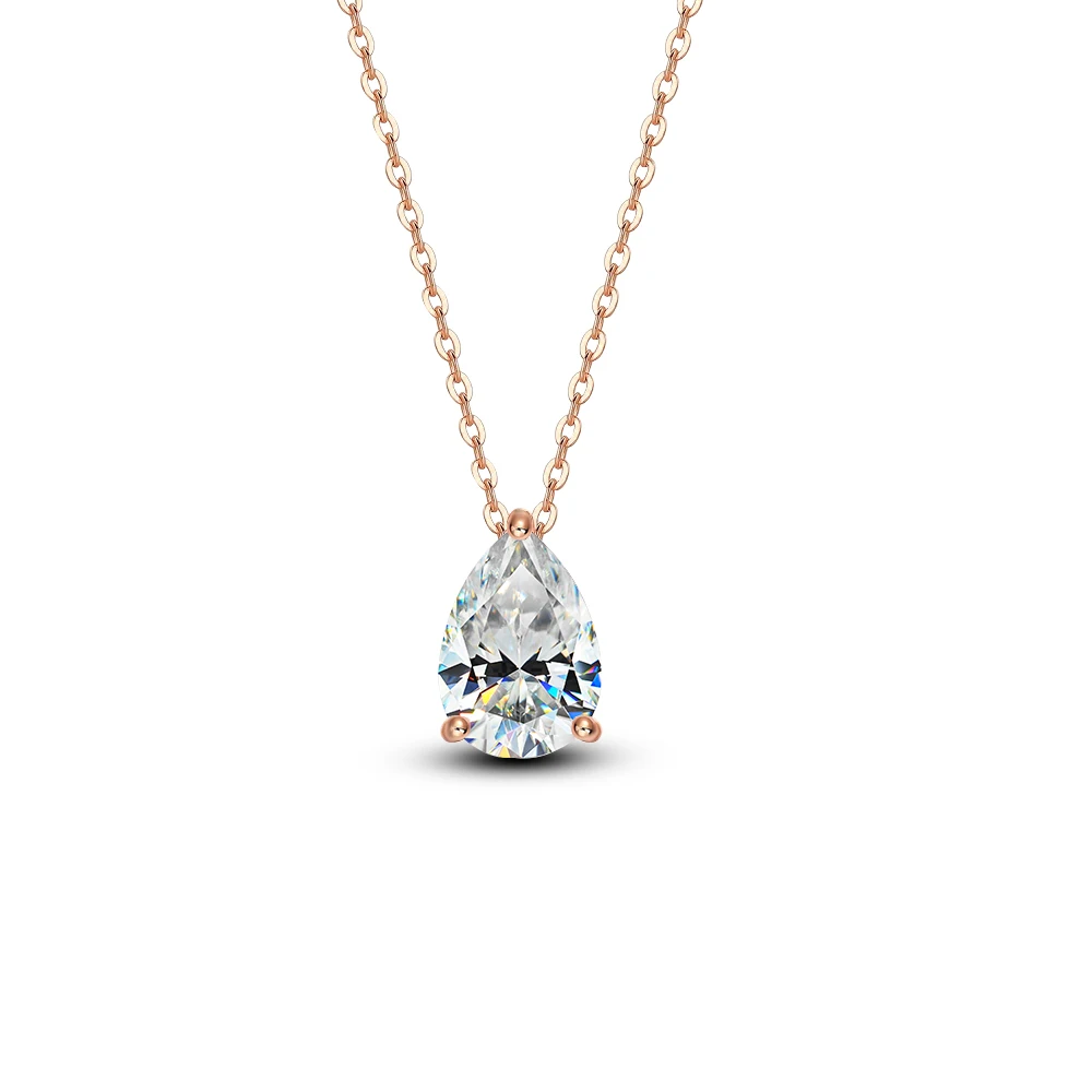 1-4carat Waterdrop Moissanite Pendant Necklace with Certificate S925 Silver Solitaire Pear Cut Lab Diamond Neckchain for Woman