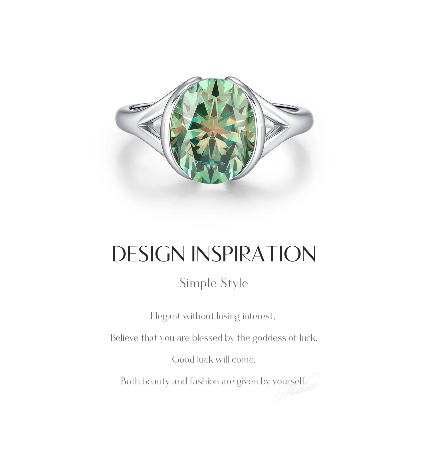 MODIAN 3CT Oval Green D Color Moissanite Ring 925 Sterling Silver Luxury Sparkling Jewelry Lab Diamond for Women Wedding Rings