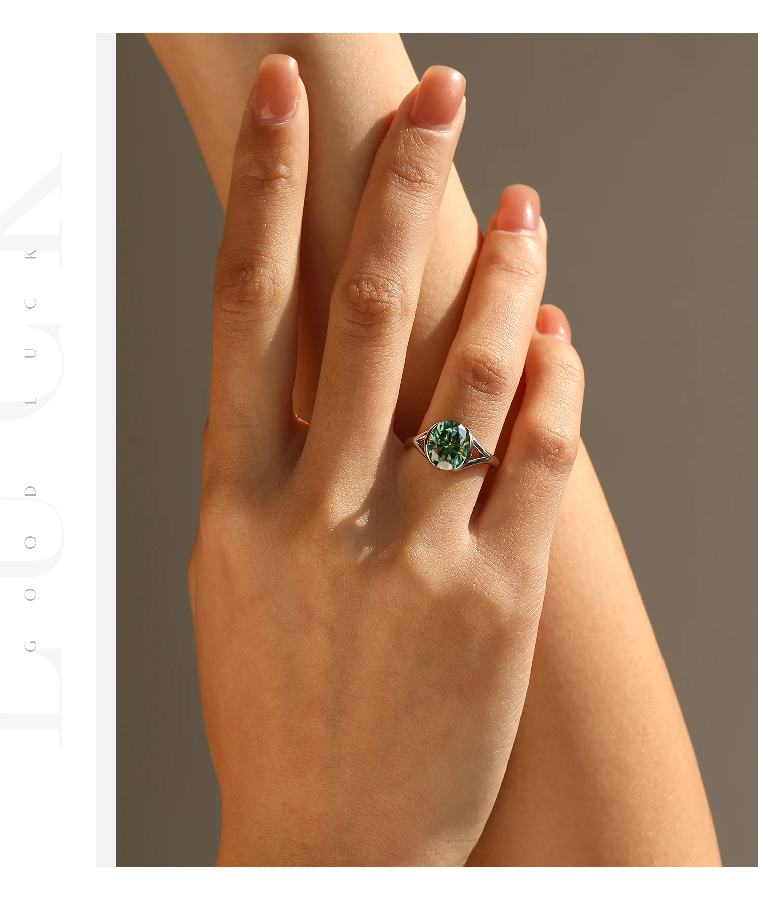 MODIAN 3CT Oval Green D Color Moissanite Ring 925 Sterling Silver Luxury Sparkling Jewelry Lab Diamond for Women Wedding Rings