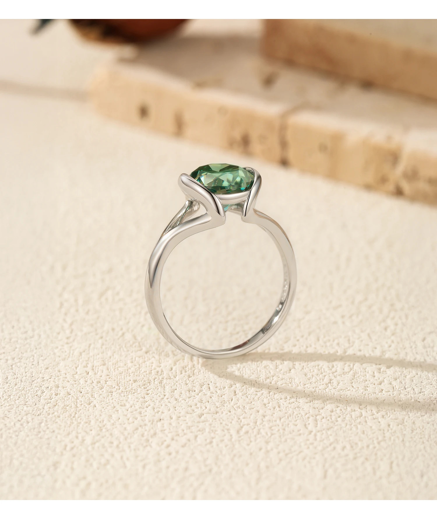 MODIAN 3CT Oval Green D Color Moissanite Ring 925 Sterling Silver Luxury Sparkling Jewelry Lab Diamond for Women Wedding Rings