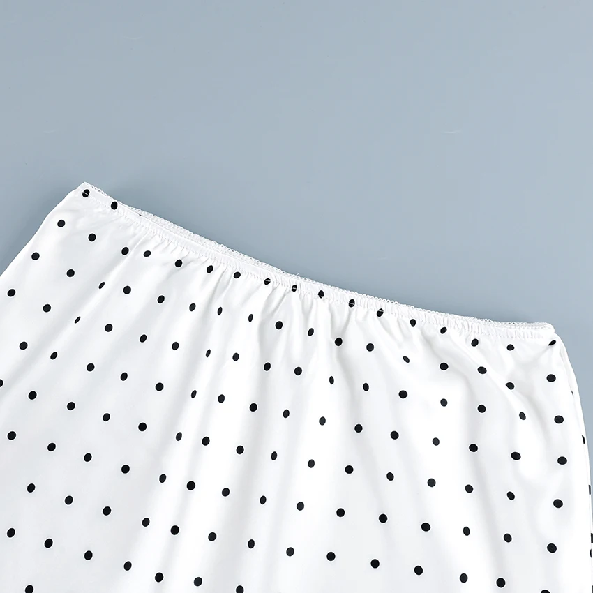 Linad Sexy Polka Dot Crop Top Camisole Long Skirts Suits Casual Spaghetti Strap Vest With High Waist Zipper Skirt Two Piece Sets