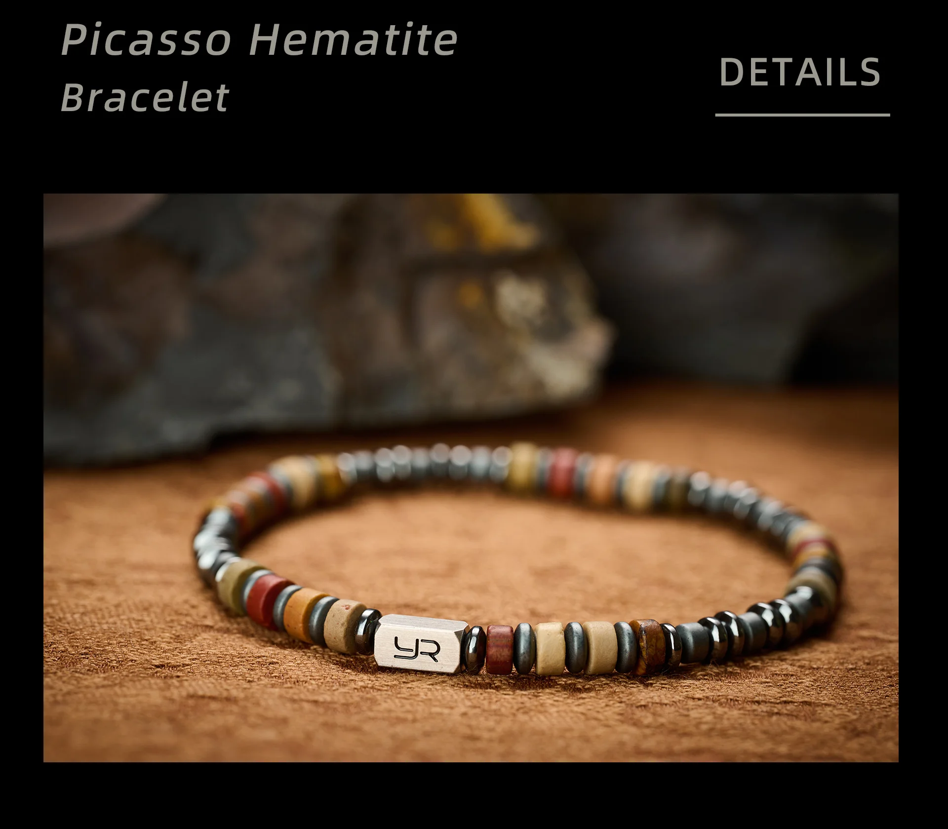 YOUNG&RICH Luxury Picasso Jasper Hematite Bracelet 4mm Bohemian Style Niche Accessory Handcrafted Unisex Bracelet