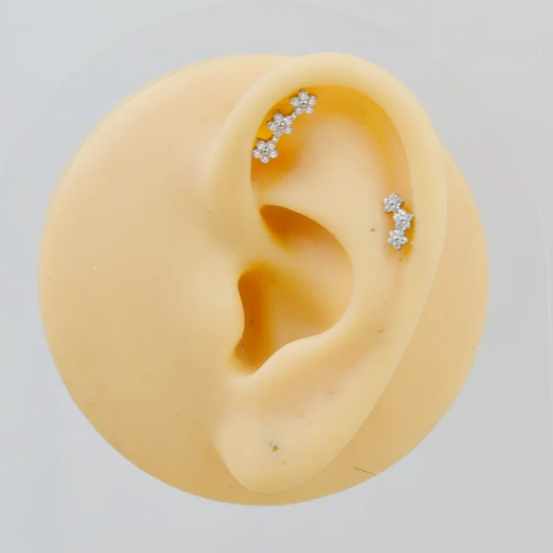10pcs Body Jewelry G23 Titanium Flower CZ Lip Labret Bar Ear Helix Tragus Rook Barbells Stud Piercing Jewelry New