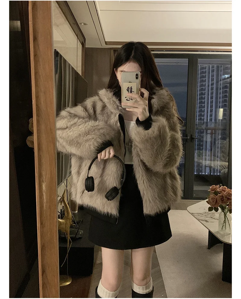 Double Sided Winter Coat Women Clothing Imitation Mink Fur Fur Hooded Cotton Jacket Female Warm Plush Cotton-padded Outerwea New