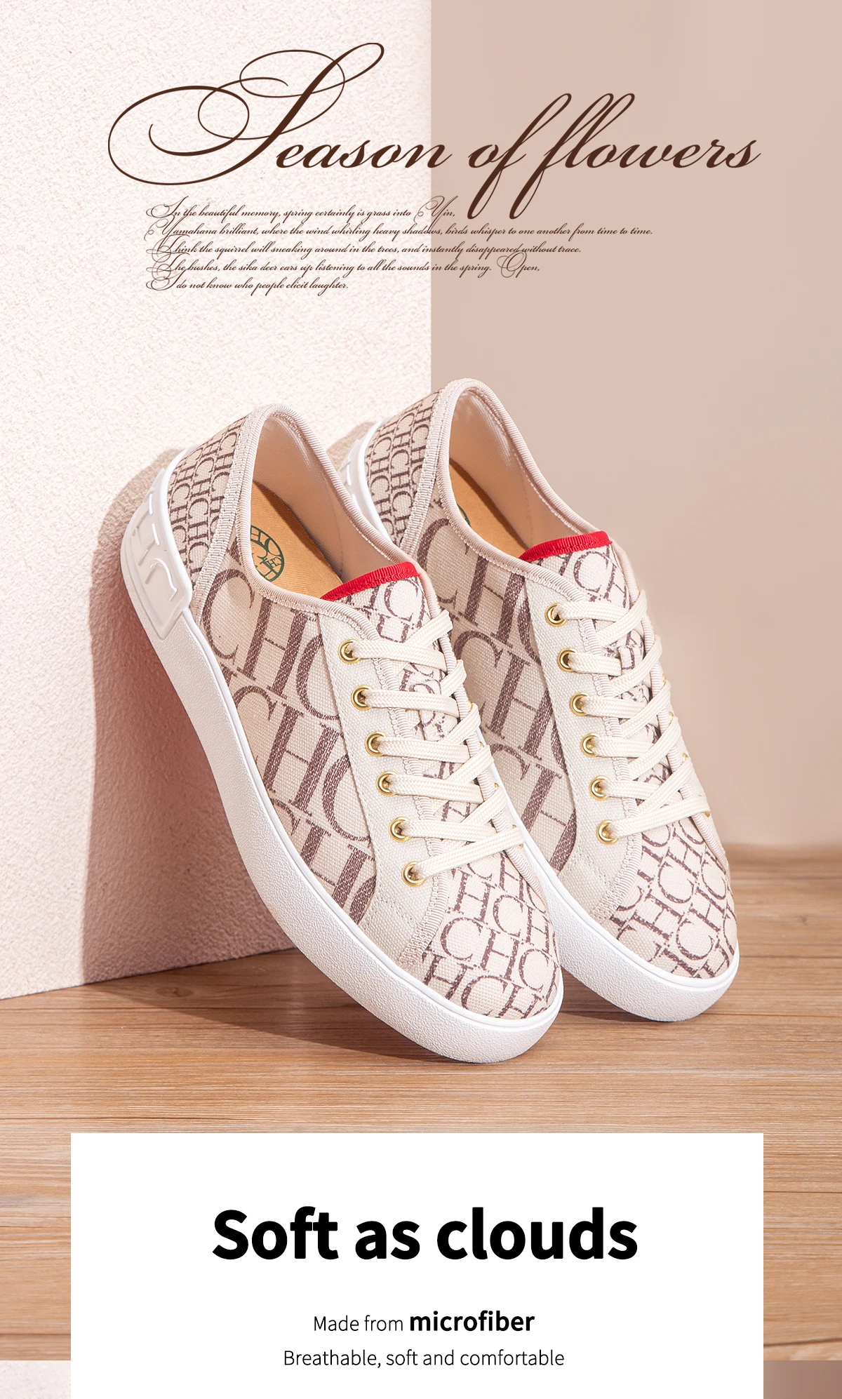 C-H Women's Casual Shoes Autumn New Comfortable Canvas Shoes Skeleton Correction Woman Walking Shoes